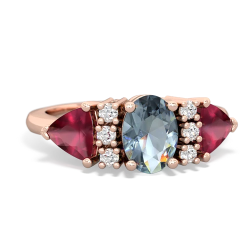Aquamarine Genuine Aquamarine with Genuine Ruby and Genuine Pink Tourmaline Antique Style Three Stone ring Ring