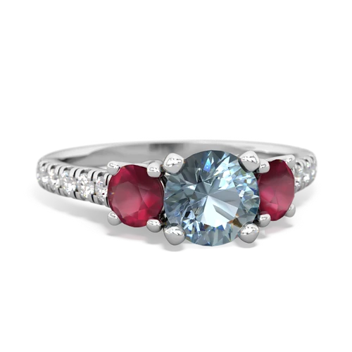 Aquamarine Genuine Aquamarine with Genuine Ruby and Genuine Ruby Pave Trellis ring Ring