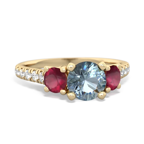 aquamarine-ruby trellis pave ring