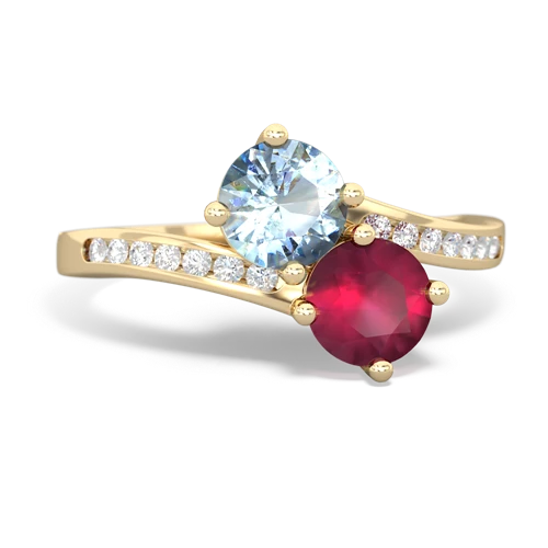 Aquamarine Genuine Aquamarine with Genuine Ruby Keepsake Two Stone ring Ring