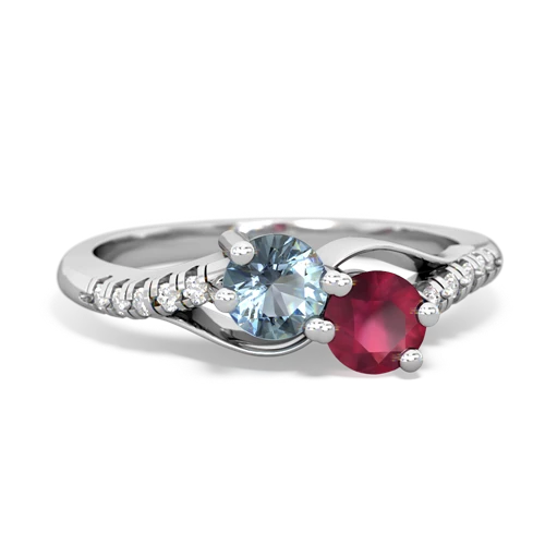 Aquamarine Genuine Aquamarine with Genuine Ruby Two Stone Infinity ring Ring
