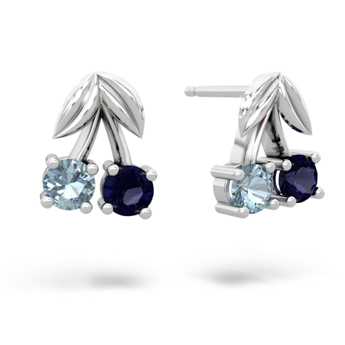 aquamarine-sapphire cherries earrings