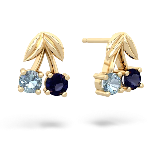 aquamarine-sapphire cherries earrings