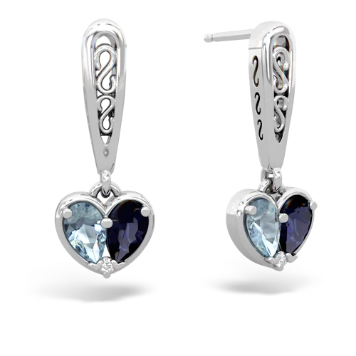 aquamarine-sapphire filligree earrings
