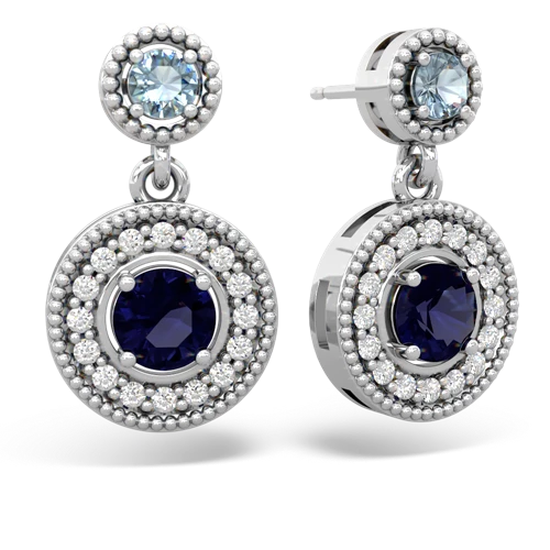 aquamarine-sapphire halo earrings