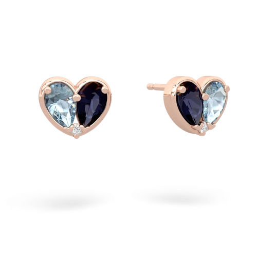 aquamarine-sapphire one heart earrings