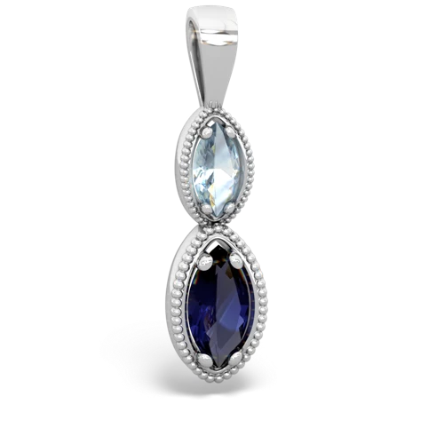 aquamarine-sapphire antique milgrain pendant