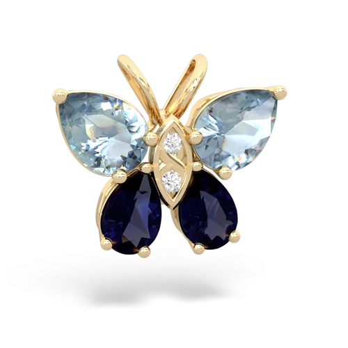 aquamarine-sapphire butterfly pendant