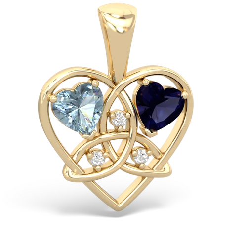 aquamarine-sapphire celtic heart pendant