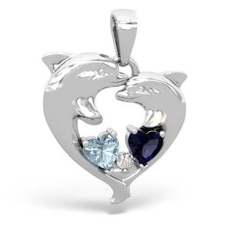 aquamarine-sapphire dolphins pendant