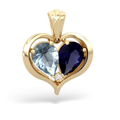 aquamarine-sapphire half heart whole pendant