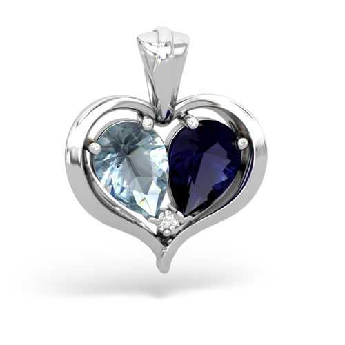 aquamarine-sapphire half heart whole pendant