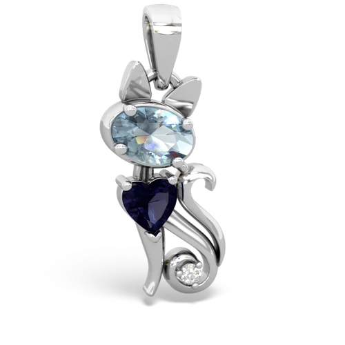 aquamarine-sapphire kitten pendant