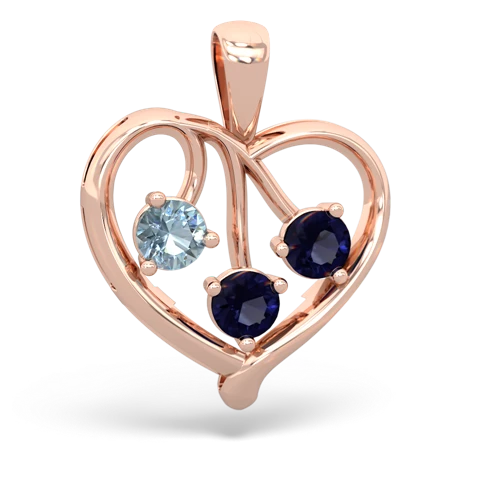 aquamarine-sapphire love heart pendant