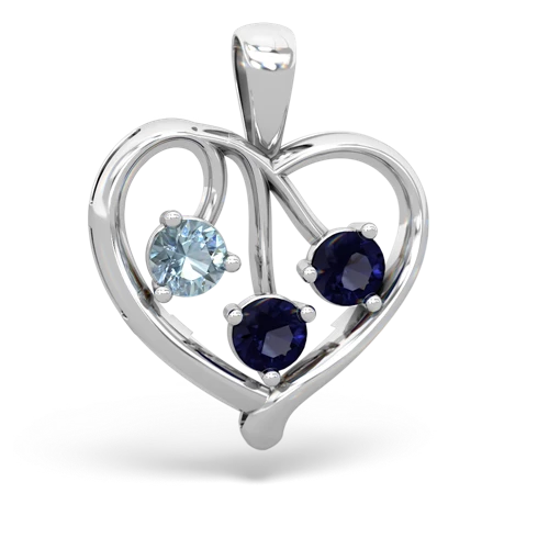 Aquamarine Genuine Aquamarine with Genuine Sapphire and Genuine Amethyst Glowing Heart pendant Pendant