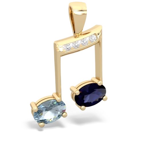 aquamarine-sapphire music notes pendant