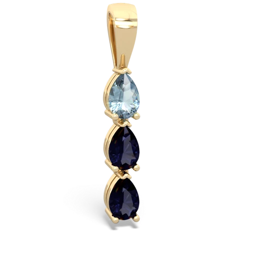 aquamarine-sapphire three stone pendant