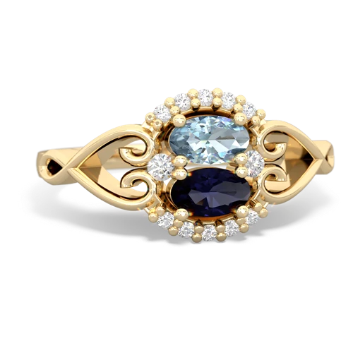 aquamarine-sapphire antique keepsake ring