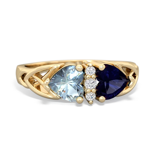 aquamarine-sapphire celtic ring