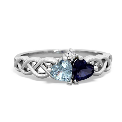 aquamarine-sapphire celtic braid ring