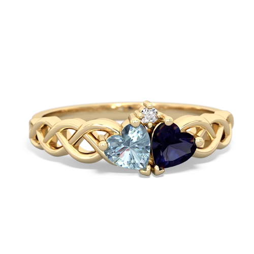 aquamarine-sapphire celtic braid ring