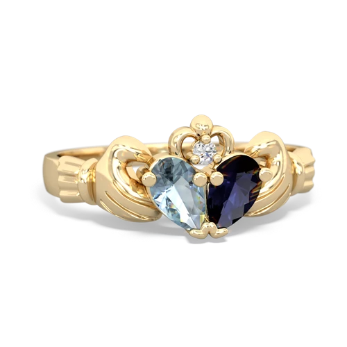 aquamarine-sapphire claddagh ring