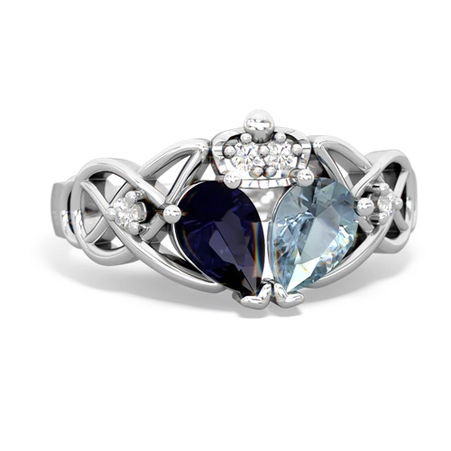 aquamarine-sapphire claddagh ring