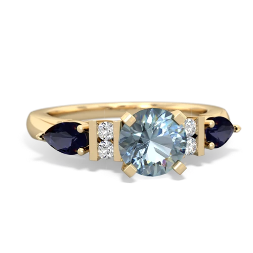 Genuine Aquamarine with Genuine Sapphire and Lab Created Pink Sapphire Engagement ring
