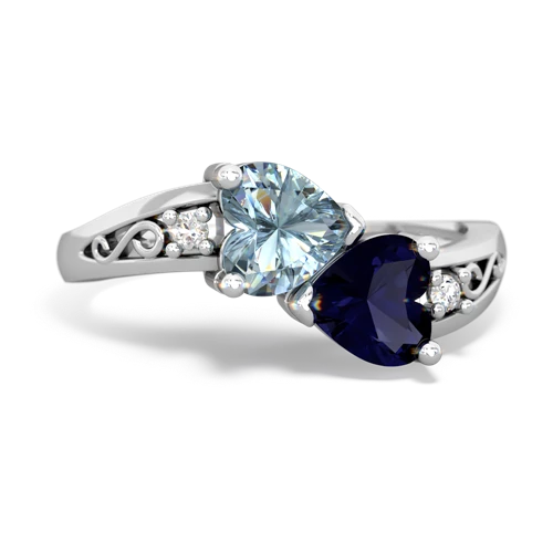 aquamarine-sapphire filligree ring