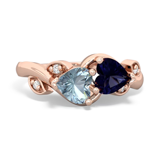 aquamarine-sapphire floral keepsake ring