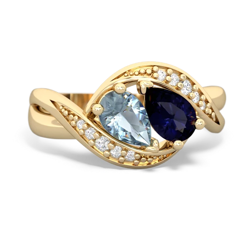 aquamarine-sapphire keepsake curls ring