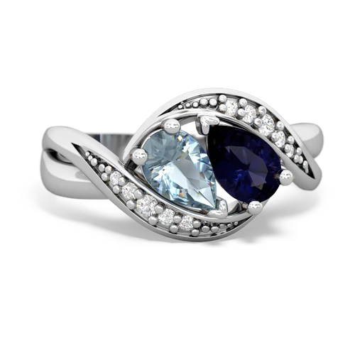 aquamarine-sapphire keepsake curls ring