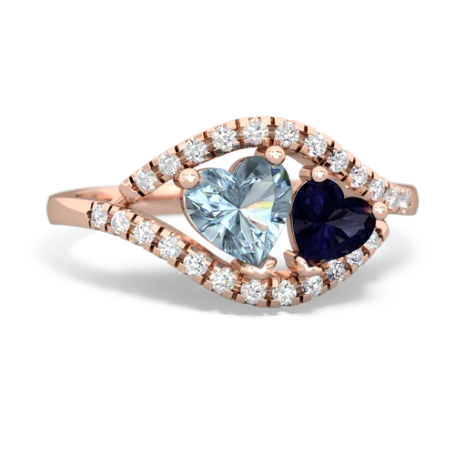 aquamarine-sapphire mother child ring