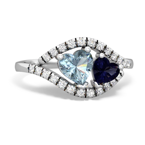 aquamarine-sapphire mother child ring