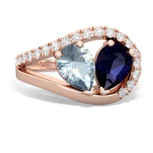 aquamarine-sapphire pave heart ring