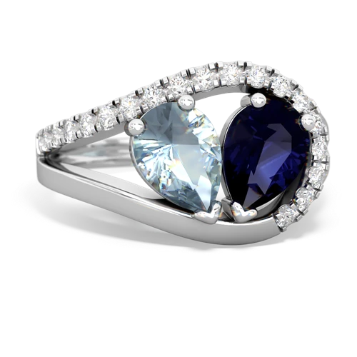 aquamarine-sapphire pave heart ring