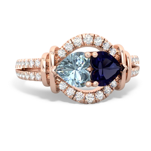 aquamarine-sapphire pave keepsake ring