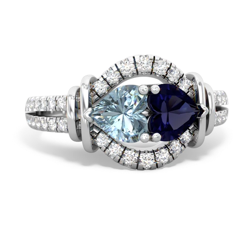 aquamarine-sapphire pave keepsake ring