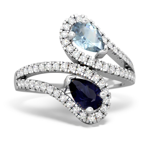 aquamarine-sapphire pave swirls ring