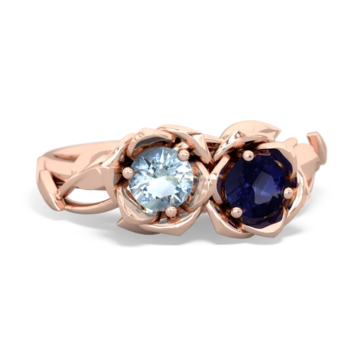 aquamarine-sapphire roses ring