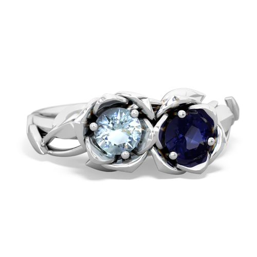 aquamarine-sapphire roses ring
