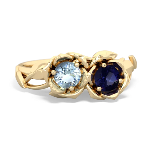 aquamarine-sapphire roses ring