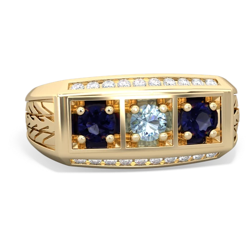 aquamarine-sapphire three stone ring