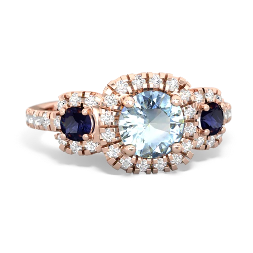 Genuine Aquamarine with Genuine Sapphire and Lab Created Pink Sapphire Regal Halo ring