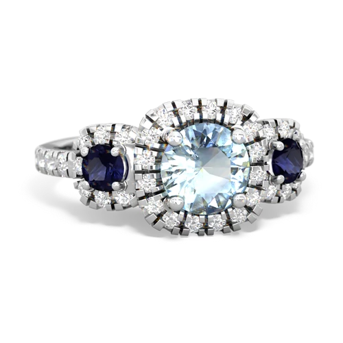 aquamarine-sapphire three stone regal ring