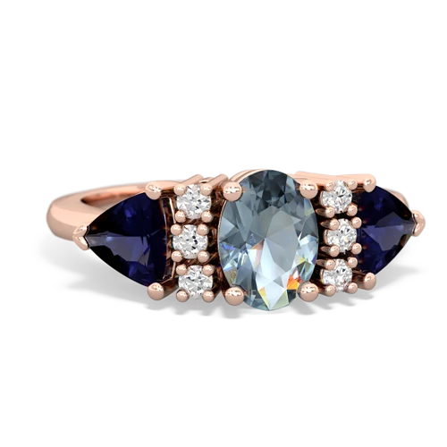 Genuine Aquamarine with Genuine Sapphire and Lab Created Pink Sapphire Antique Style Three Stone ring