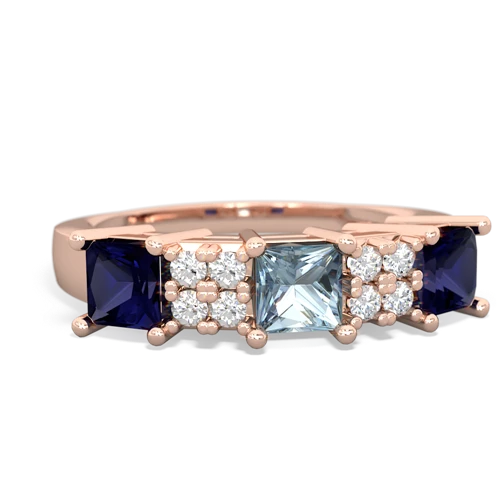 Aquamarine Genuine Aquamarine with Genuine Sapphire and Genuine Swiss Blue Topaz Three Stone ring Ring