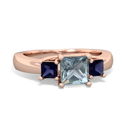 Genuine Aquamarine with Genuine Sapphire and Lab Created Pink Sapphire Three Stone Trellis ring