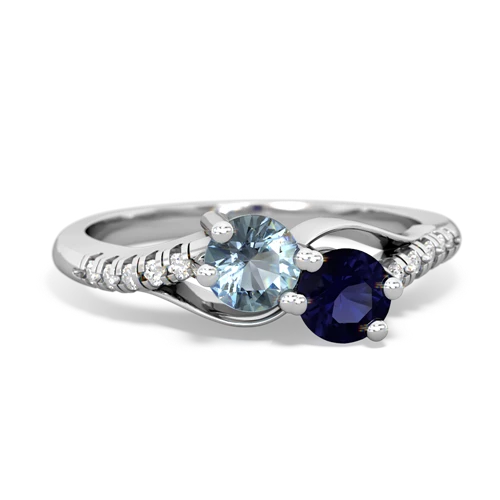 aquamarine-sapphire two stone infinity ring