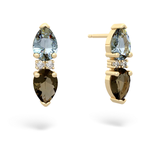aquamarine-smoky quartz bowtie earrings